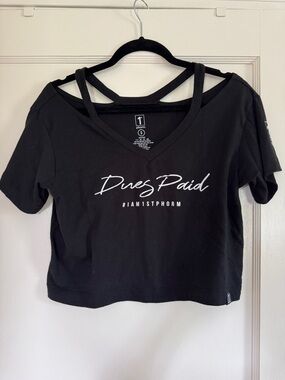 1st Phorm Black 'Dues Paid' V-Neck Crop Top